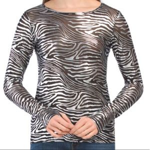 Pheel Peekaboo zebra metallized workout top sz M
